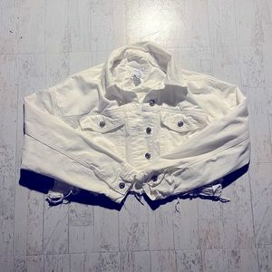Forever 21 white denim cropped jacket